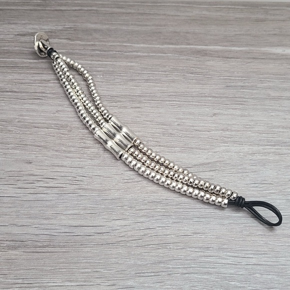 BAMBOO • Boho bracelet • Silver plated beads and real leather - Picture 9 of 12